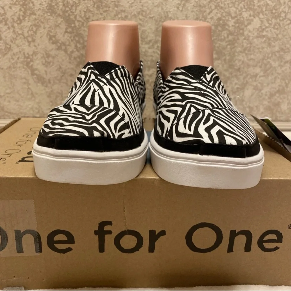 Toms Black and White Zebra Print Sneakers